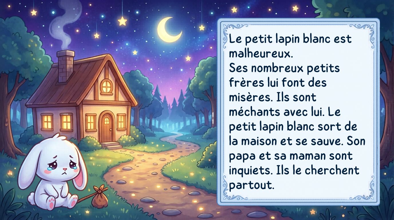 Le petit lapin blanc est malheureux.